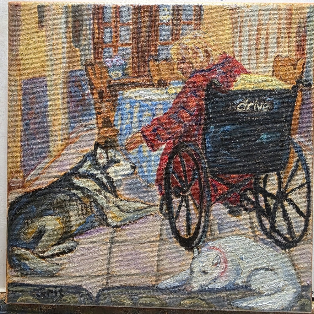 Abstract oil Painting cute dogs, Custom Painting.